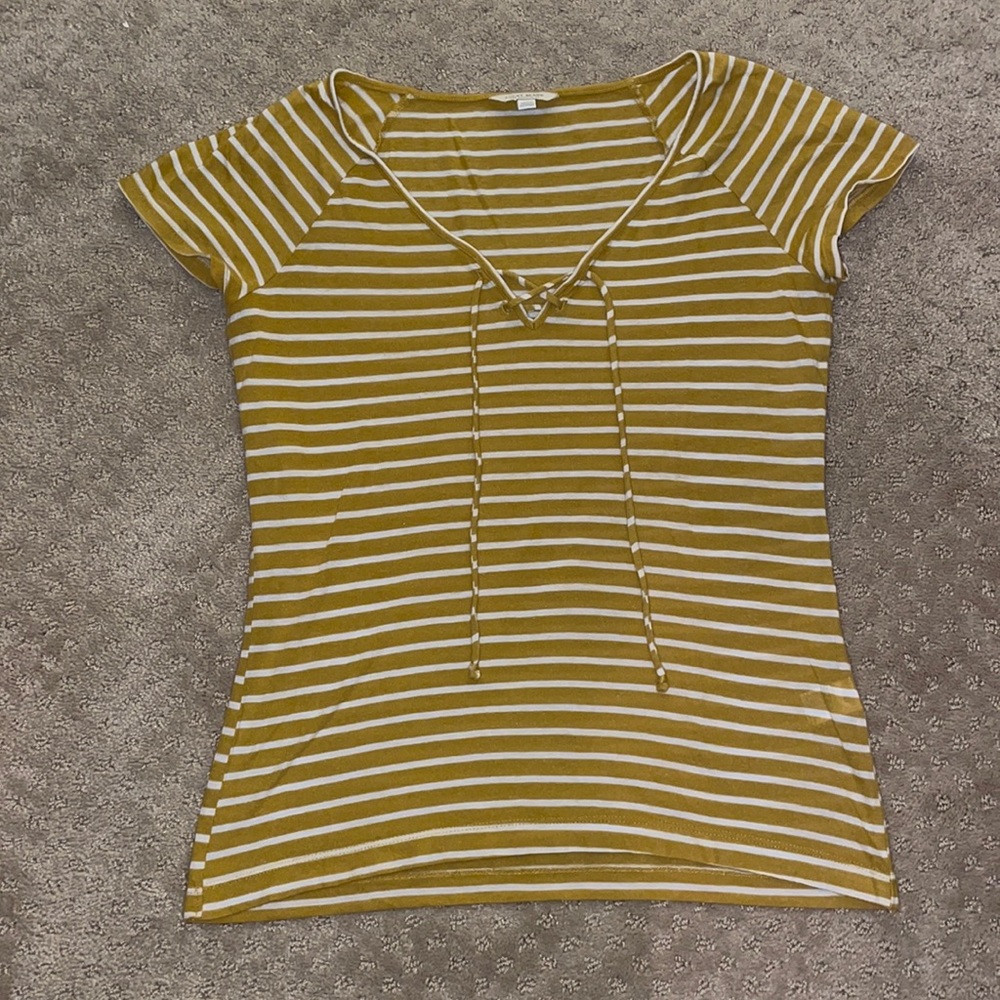 Lucky Brand, yellow/white striped tshirt, small